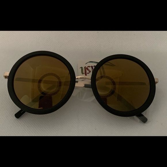 Lush Sunglasses Matte Black Round Frame  NWT - Picture 3 of 3
